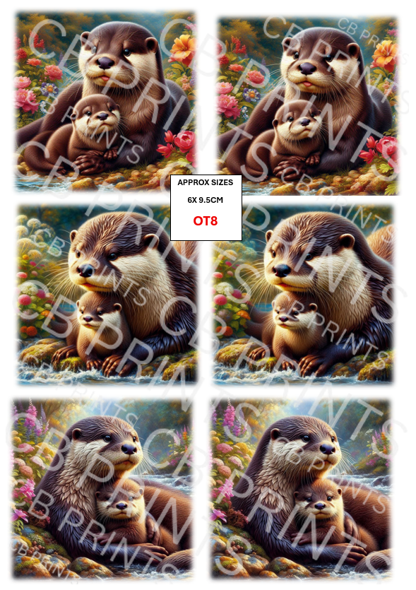 Otter Decoupage Paper Print OT8 | Mulberry Paper