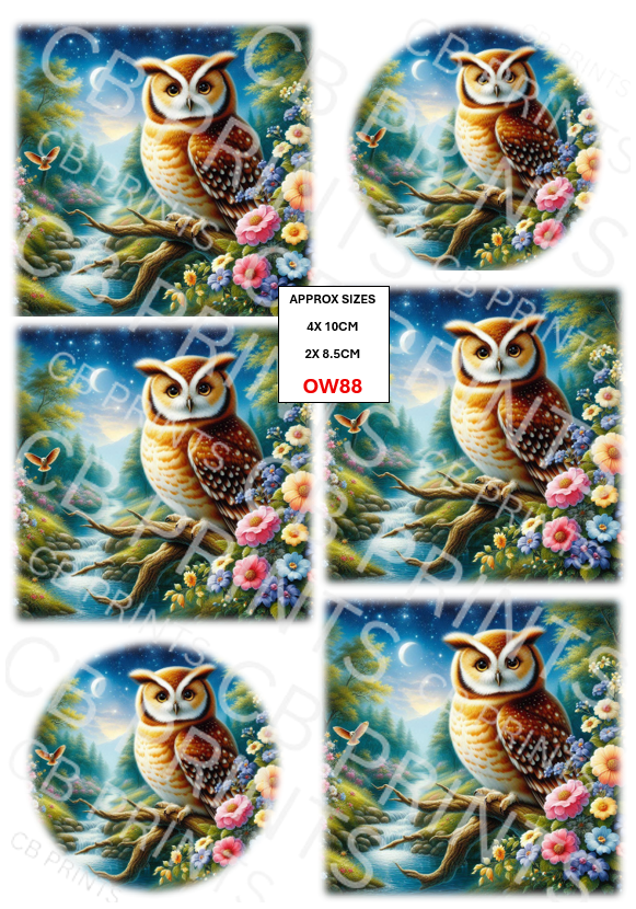 Owl Decoupage Paper Print OW88 – Mulberry Paper