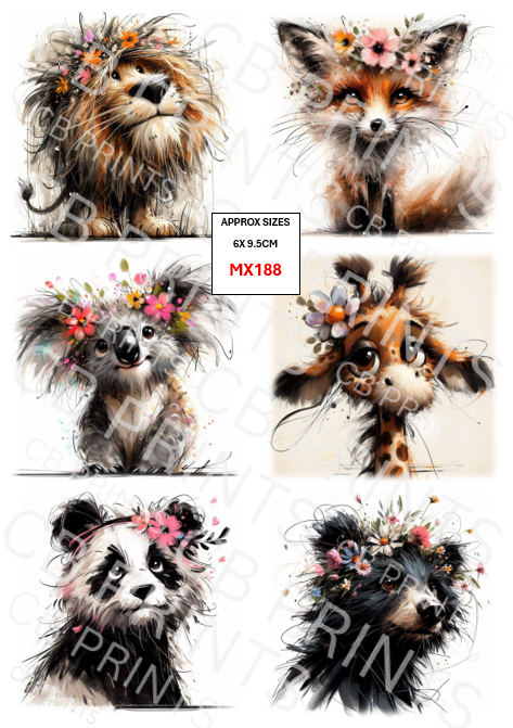 Mixed Animal Decoupage Print MX188 | Mulberry Paper