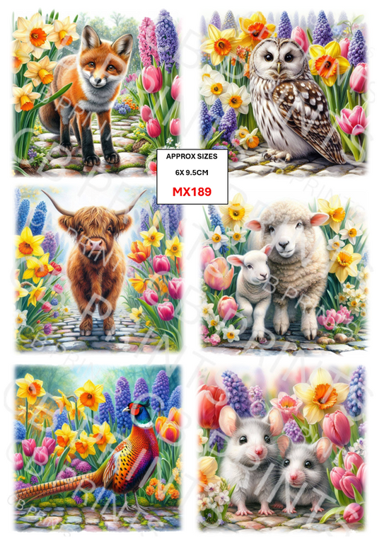 Mixed Animal Decoupage Print MX189 | Mulberry Paper