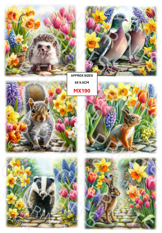 Mixed Animal Decoupage Print MX190 | Mulberry Paper
