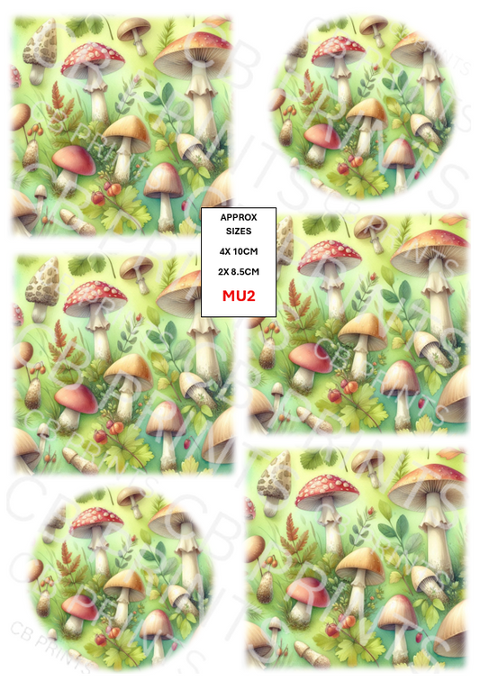 Mushroom & Toadstool Decoupage Paper Print MU2 | Mulberry Paper