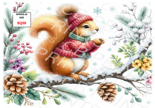 Squirrel Decoupage Print SQ59 | Mulberry Paper