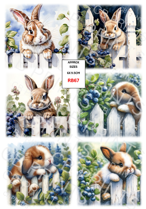 Rabbit Decoupage Print RB67 | Mulberry Paper