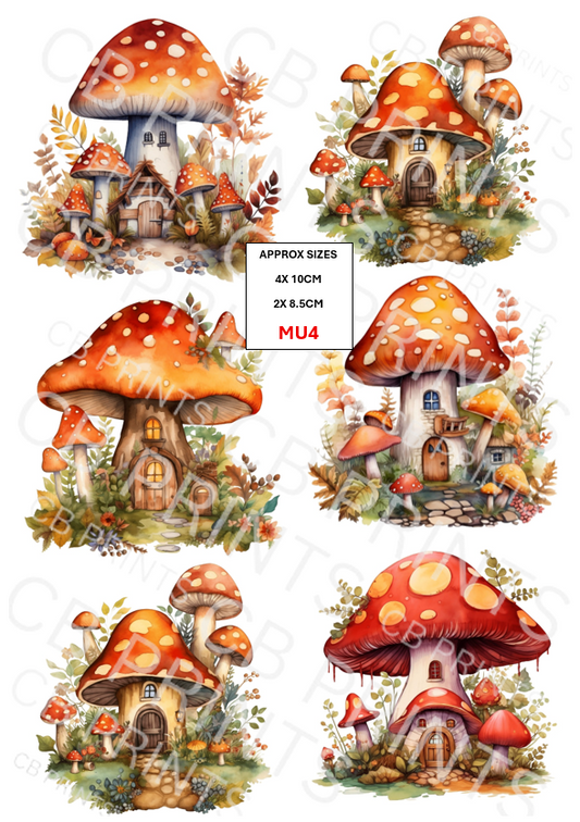 Mushroom & Toadstool Decoupage Paper Print MU4 | Mulberry Paper