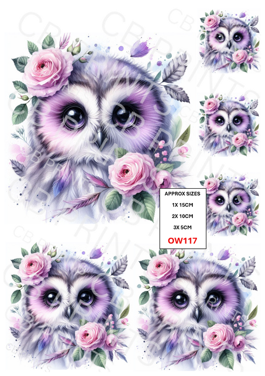 Owl Decoupage Print OW117 | Mulberry Paper