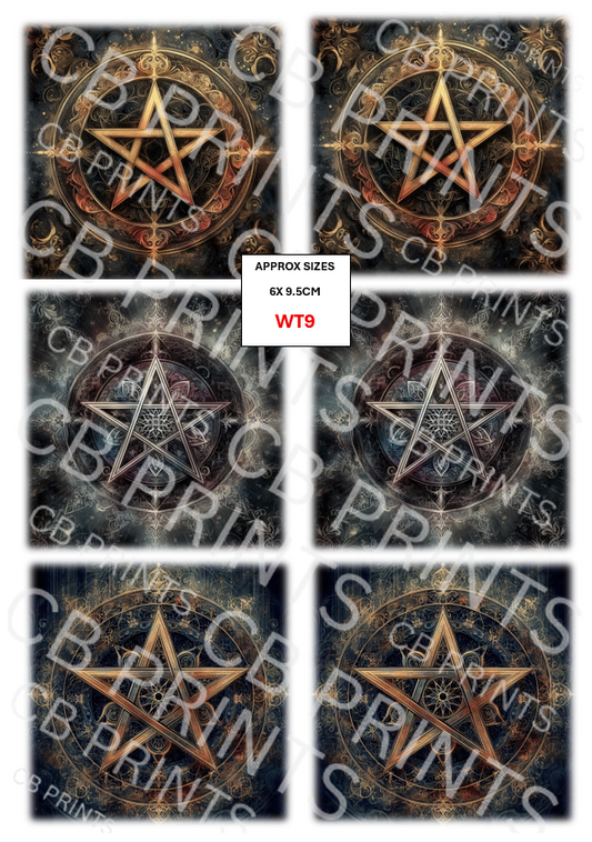 Pentagram Decoupage Paper Print WT9 | Mulberry Paper