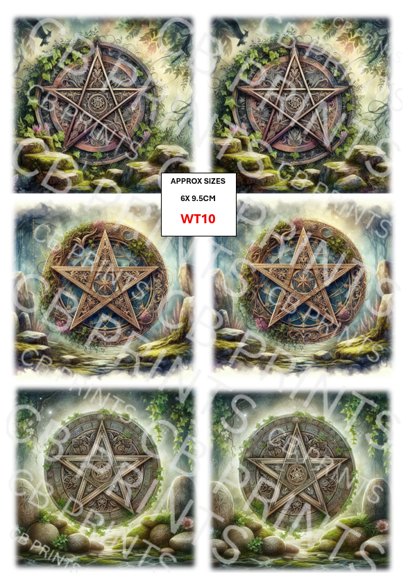 Pentagram Decoupage Paper Print WT10 | Mulberry Paper