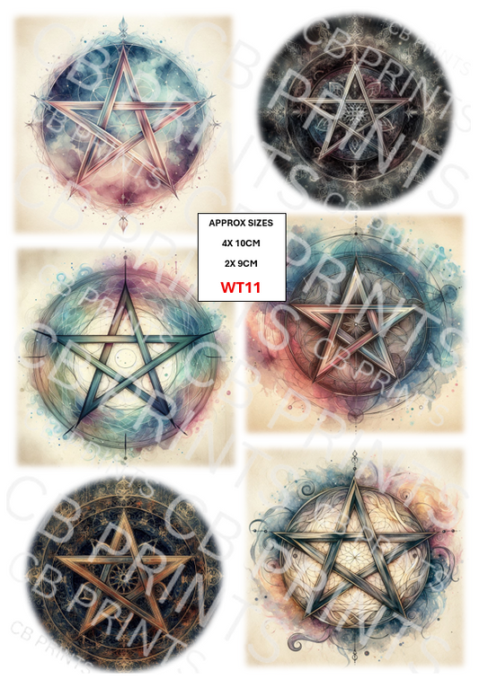 Pentagram Decoupage Paper Print WT11 | Mulberry Paper