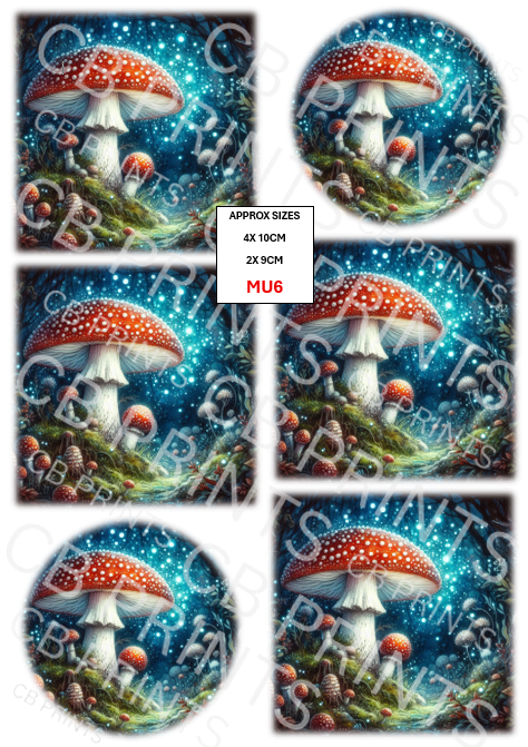 Mushroom & Toadstool Decoupage Paper Print MU6 | Mulberry Paper