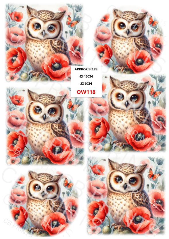 Owl Decoupage Print OW118 | Mulberry Paper