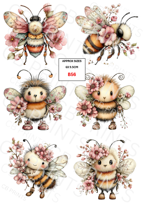 Bee Decoupage Print B56 | Mulberry Paper