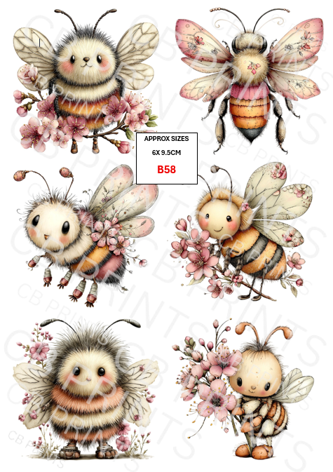 Bee Decoupage Print B58 | Mulberry Paper