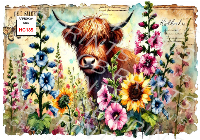 Highland Cow Decoupage Print HC185 | Mulberry Paper