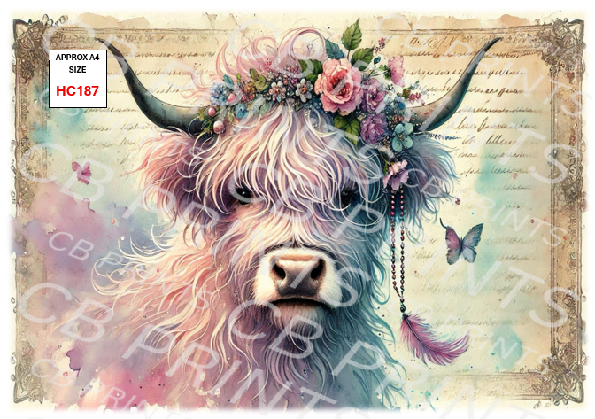 Highland Cow Decoupage Print HC187 | Mulberry Paper