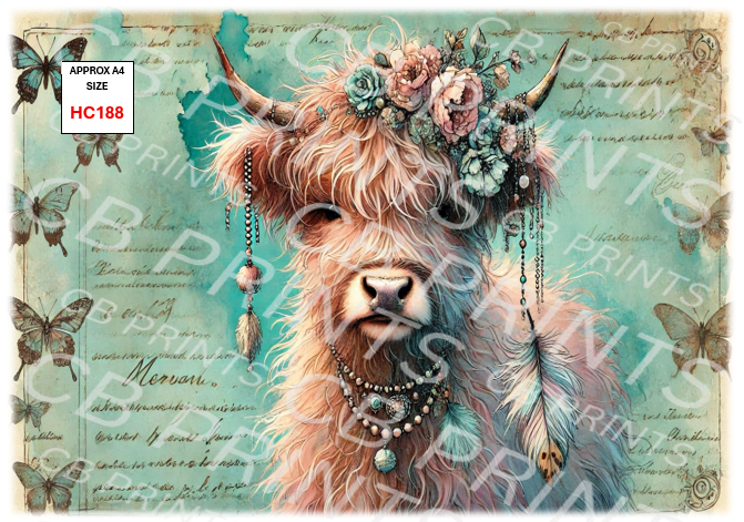 Highland Cow Decoupage Print HC188 | Mulberry Paper