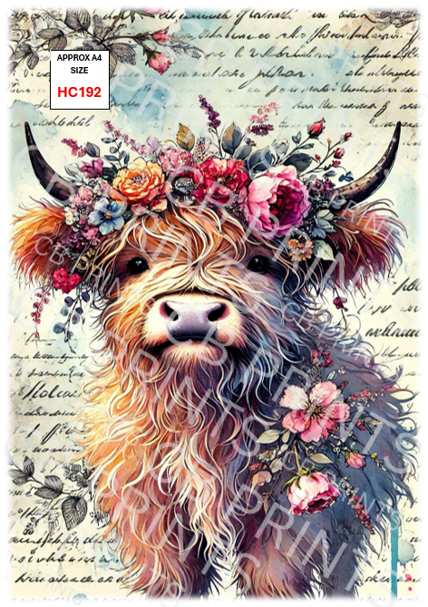 Highland Cow Decoupage Print HC192 | Mulberry Paper