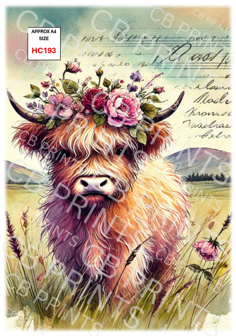 Highland Cow Decoupage Print HC193 | Mulberry Paper