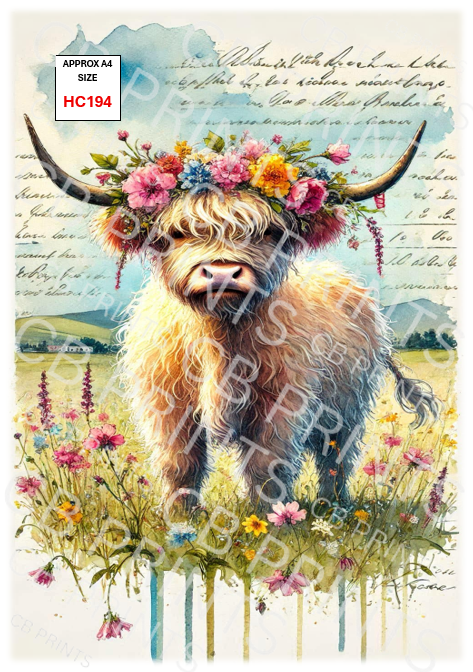 Highland Cow Decoupage Print HC194 | Mulberry Paper