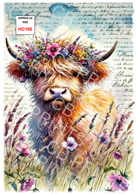 Highland Cow Decoupage Print HC195 | Mulberry Paper