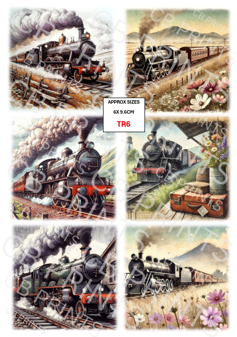 Train Decoupage Paper Print TR6 | Mulberry Paper