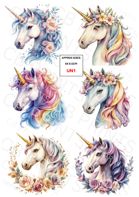 Unicorn Decoupage Paper Print UN1 | Mulberry Paper