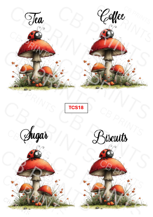 Ladybird mushroom Tea, Coffee, Sugar Decoupage Paper TCS18 – Mulberry Paper Print