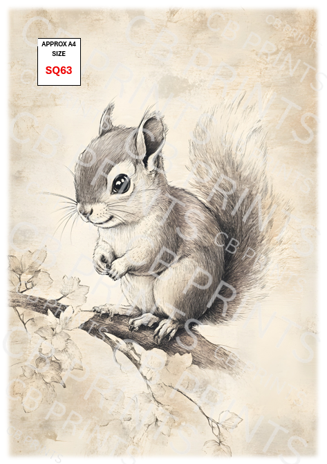 Squirrel Decoupage Print SQ63 | Mulberry Paper