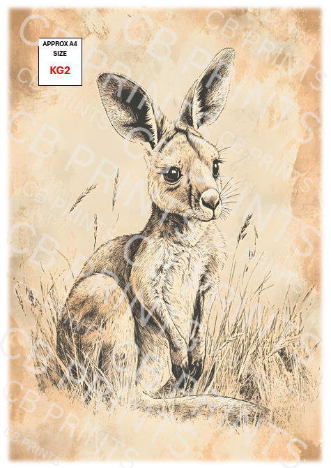 Kangaroo Decoupage Paper KG2 – Mulberry Paper Print