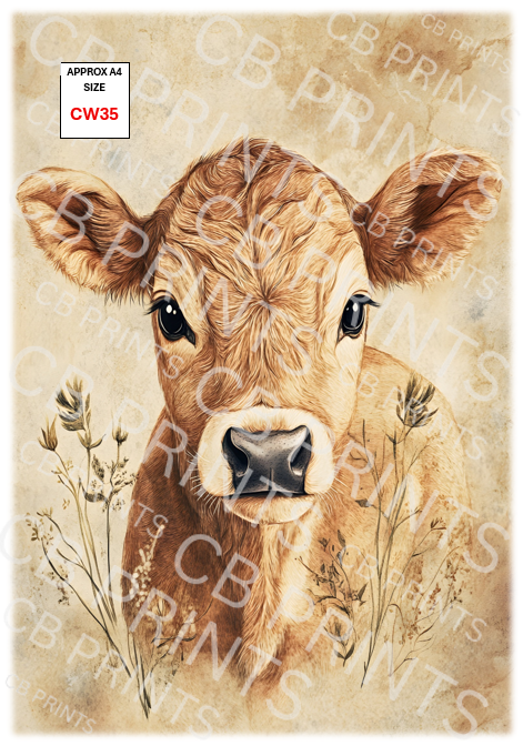 Cow Decoupage Paper Print CW35 | Mulberry Paper