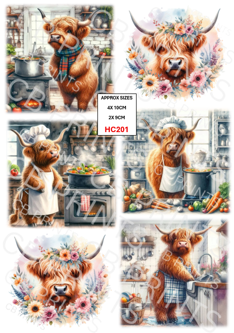 Highland Cow Decoupage Print HC201 | Mulberry Paper