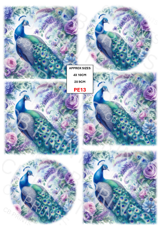 Peacock Decoupage Paper Print PE13 – Mulberry Paper
