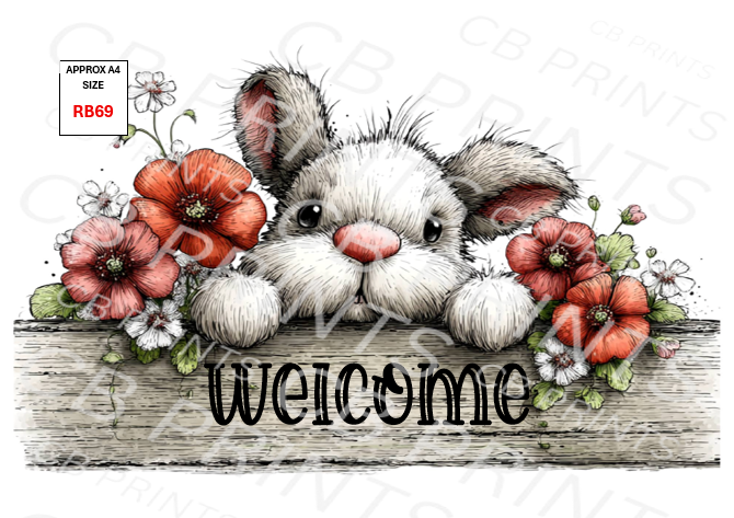 Rabbit Decoupage Print RB69 | Mulberry Paper