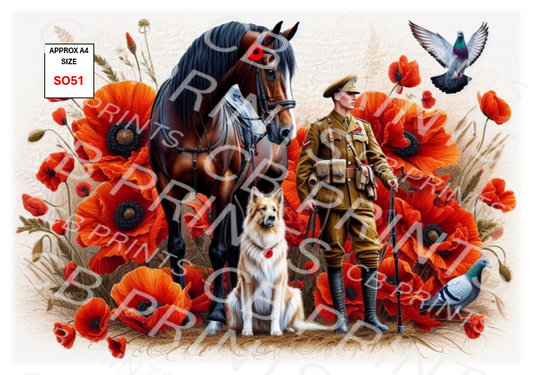 Remembrance Soldier Decoupage Paper Print SO51 – Mulberry Paper