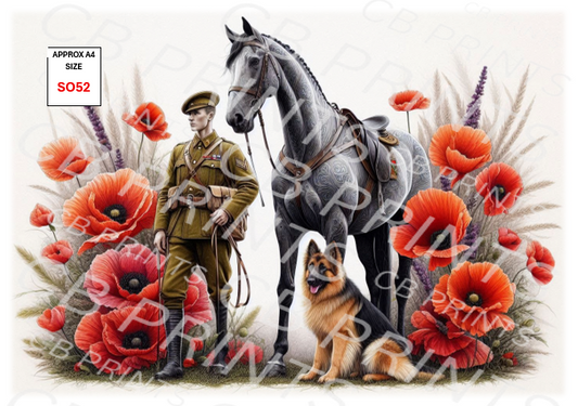 Remembrance Soldier Decoupage Paper Print SO52 – Mulberry Paper