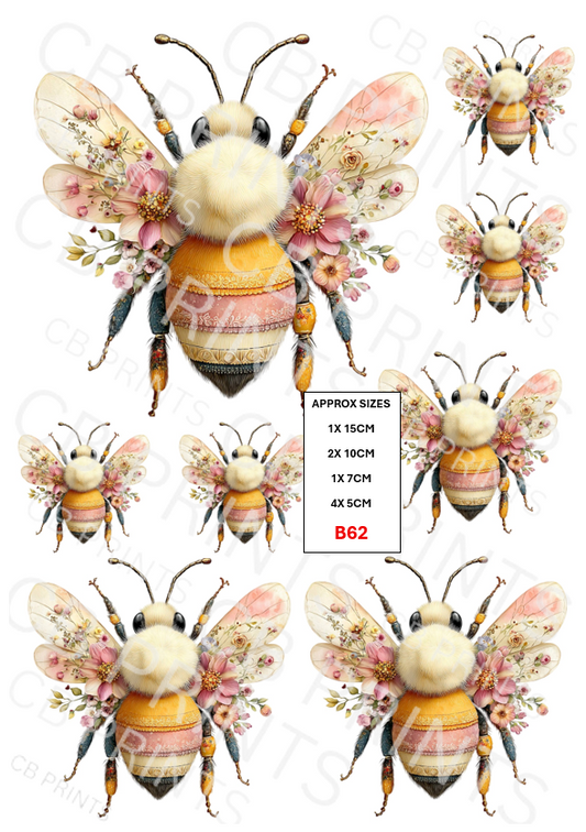 Bee Decoupage Print B62 | Mulberry Paper