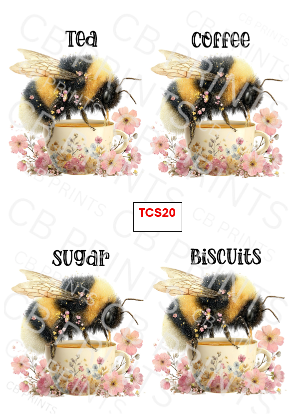 Bee Tea Coffee Sugar Decoupage Print TCS20 | Mulberry Paper
