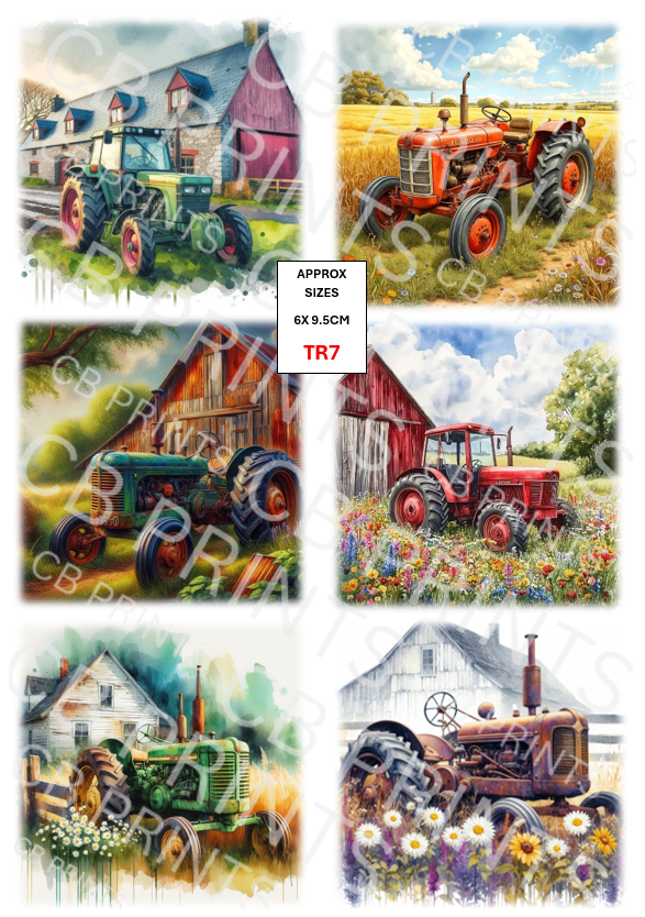 Tractor Decoupage Print TR7 | Mulberry Paper