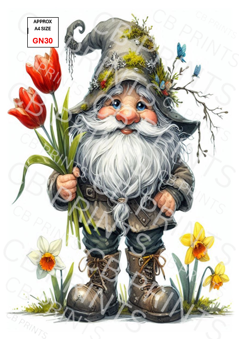 Gnome/Gonk Decoupage Paper Print GN30 – Mulberry Paper