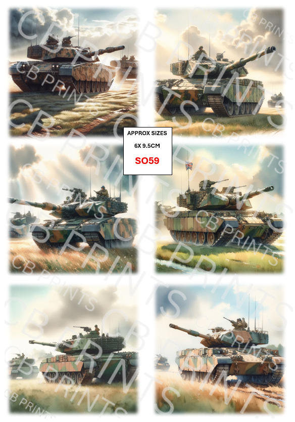 Army Tank Decoupage Paper Print SO59 – Mulberry Paper
