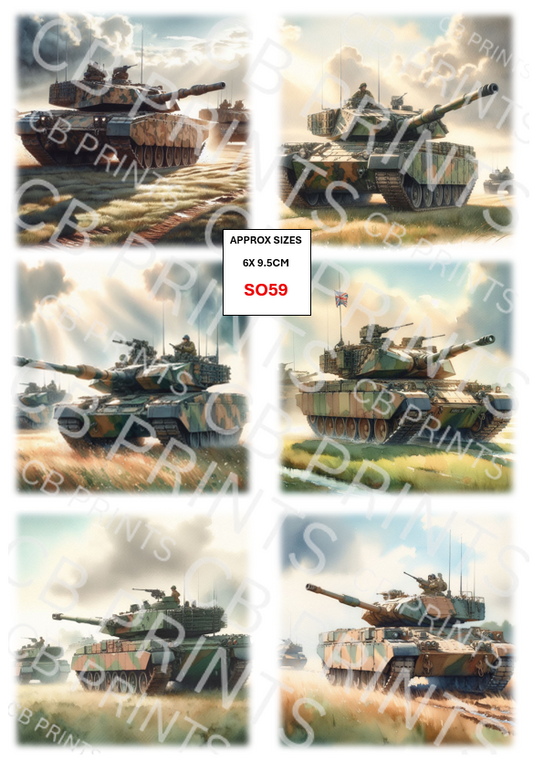 Army Tank Decoupage Paper Print SO59 – Mulberry Paper