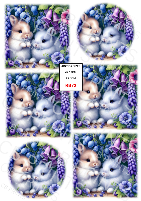 Rabbit Decoupage Print RB72 | Mulberry Paper