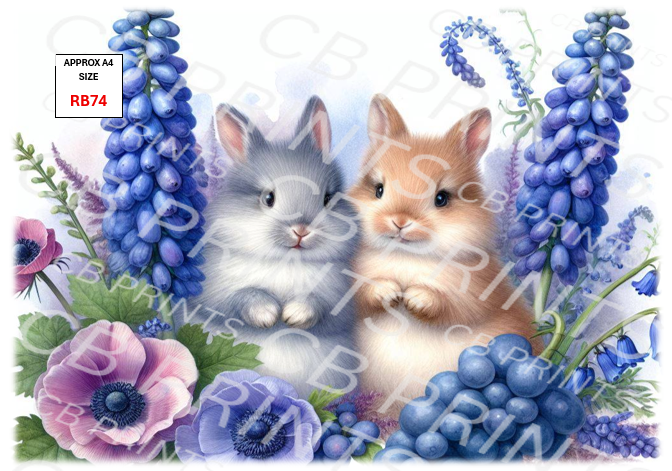 Rabbit Decoupage Print RB74 | Mulberry Paper