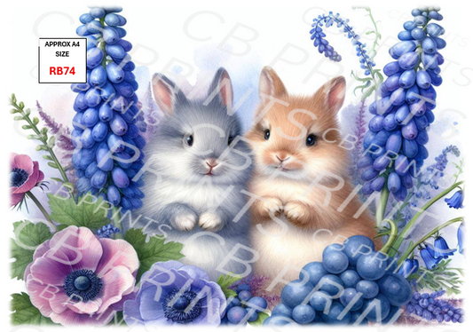 Rabbit Decoupage Print RB74 | Mulberry Paper
