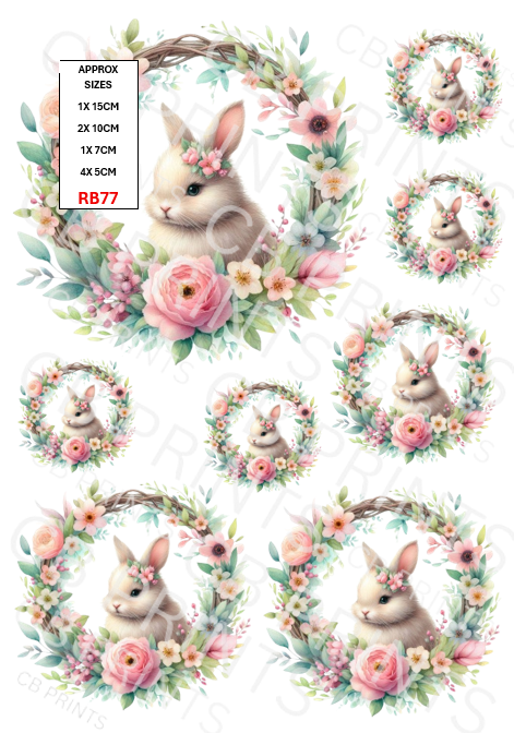 Rabbit Decoupage Print RB77 | Mulberry Paper