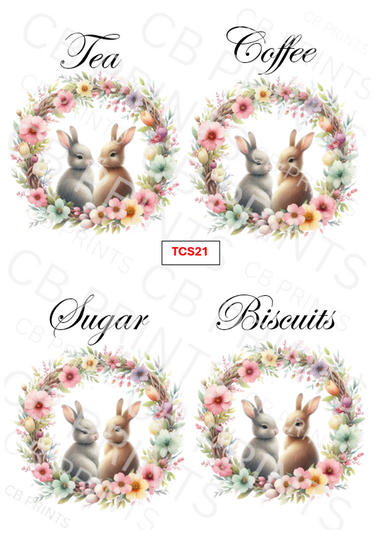 Rabbit Tea Coffee Sugar Decoupage Print TCS21 | Mulberry Paper