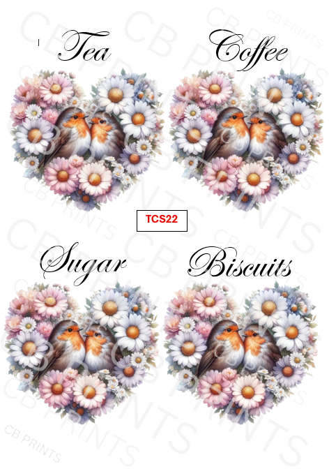 Robin Tea Coffee Sugar Biscuit Decoupage Print TCS22 | Mulberry Paper