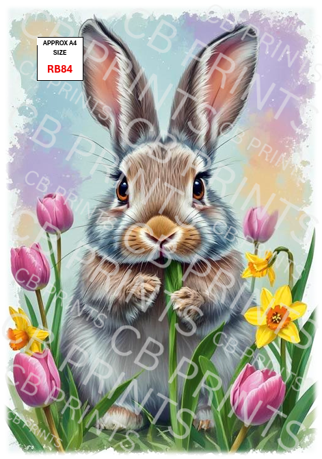Rabbit Decoupage Print RB84 | Mulberry Paper