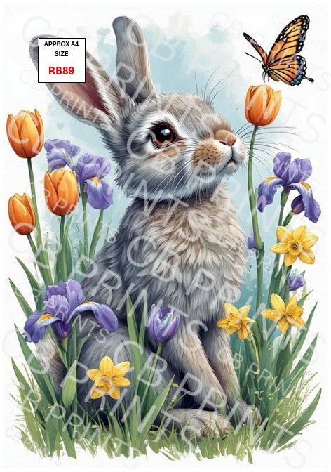 Rabbit Decoupage Print RB89 | Mulberry Paper