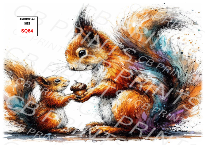 Squirrel Decoupage Print SQ64 | Mulberry Paper
